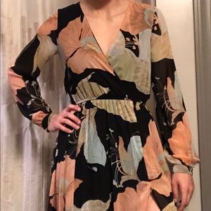 Black Floral Print maxi-dress with front leg slit